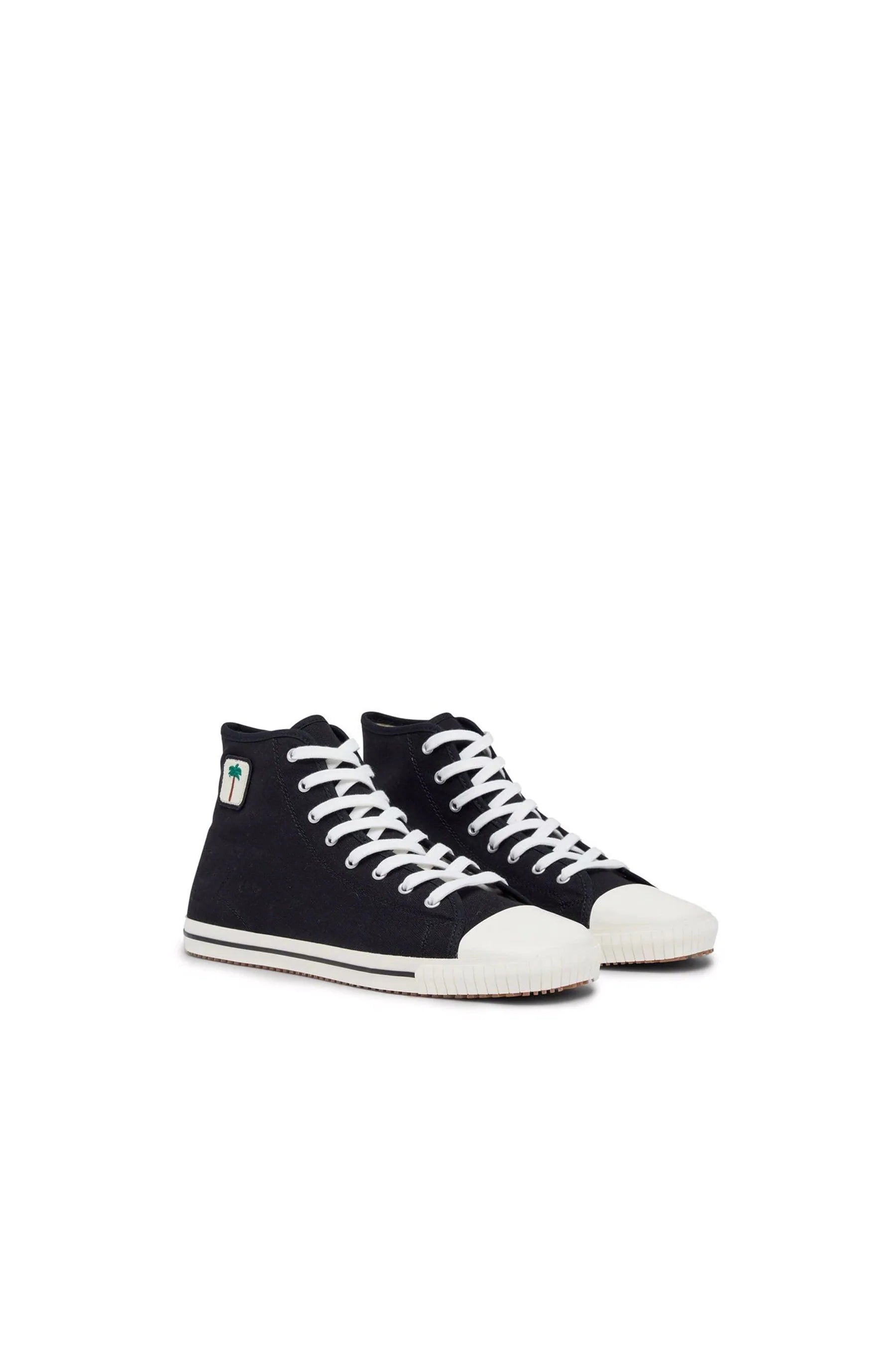 Square High-Top Vulcanized Black Sneakers