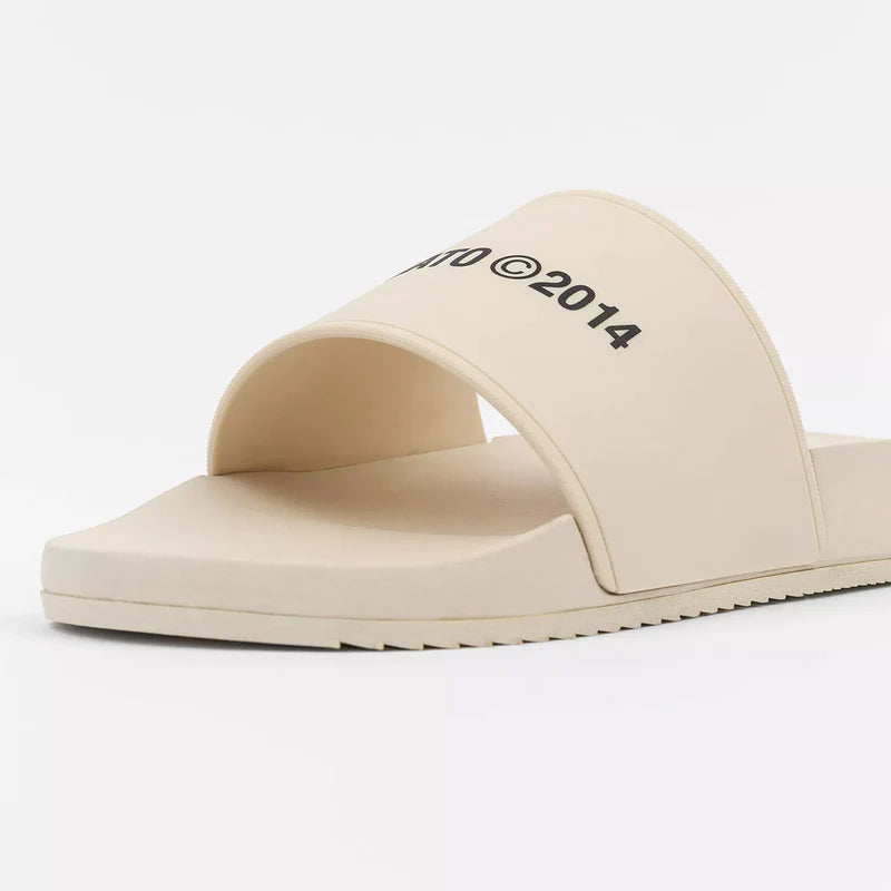 Beige logo pool sliders