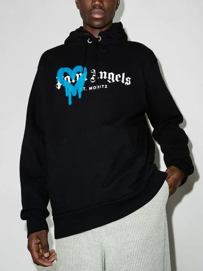 Moritz heart sprayed black blue hoodie