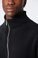 Black scar stitch zip-up sweatshirt