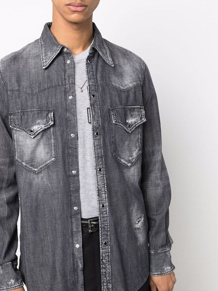 Washed black Western Shirt