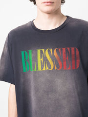 Washed navy colourful blessed T-shirt
