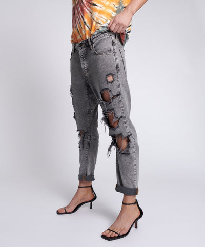 Trashed Saints Bf Soft Grey Jeans
