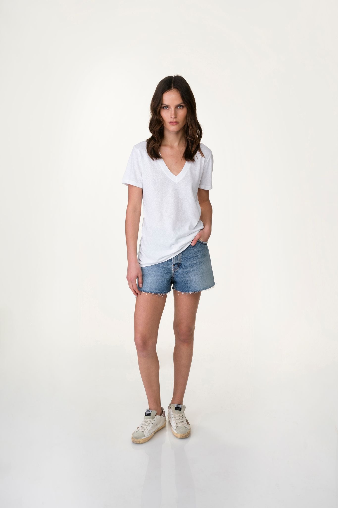 White V neck T