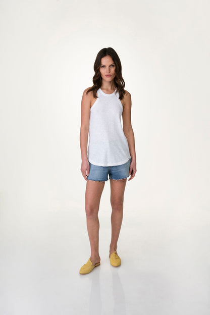 White halter slub tank